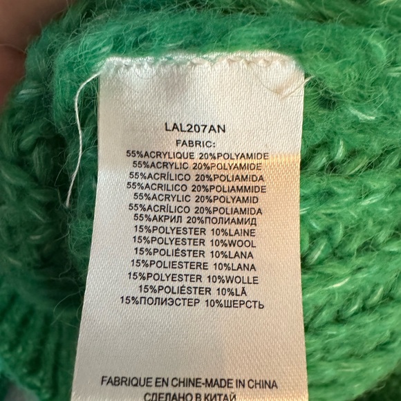 Anthropologie Lili Sidonio Fuzzy Sweater L Chunky Indie Kelly Green Oversized - Picture 5 of 6